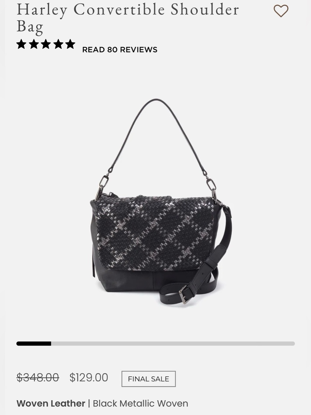 Hobo Harley Convertible Shoulder Bag – Black Metallic Woven